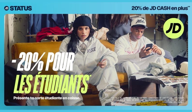 Les étudiants profitent de -20 % chez JD Sports